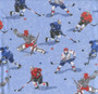 Hockey Players on Lt. Blue Marble by Mook Fabrics, SKU# 91709-Lt. Blue