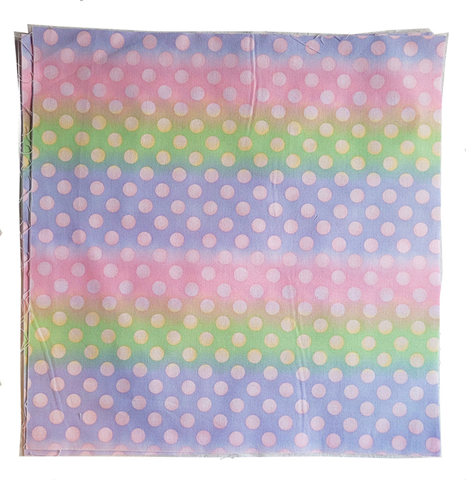 Circus Menagerie Pastel Polka Dot Rainbow Stripe - 12 1/2" Block