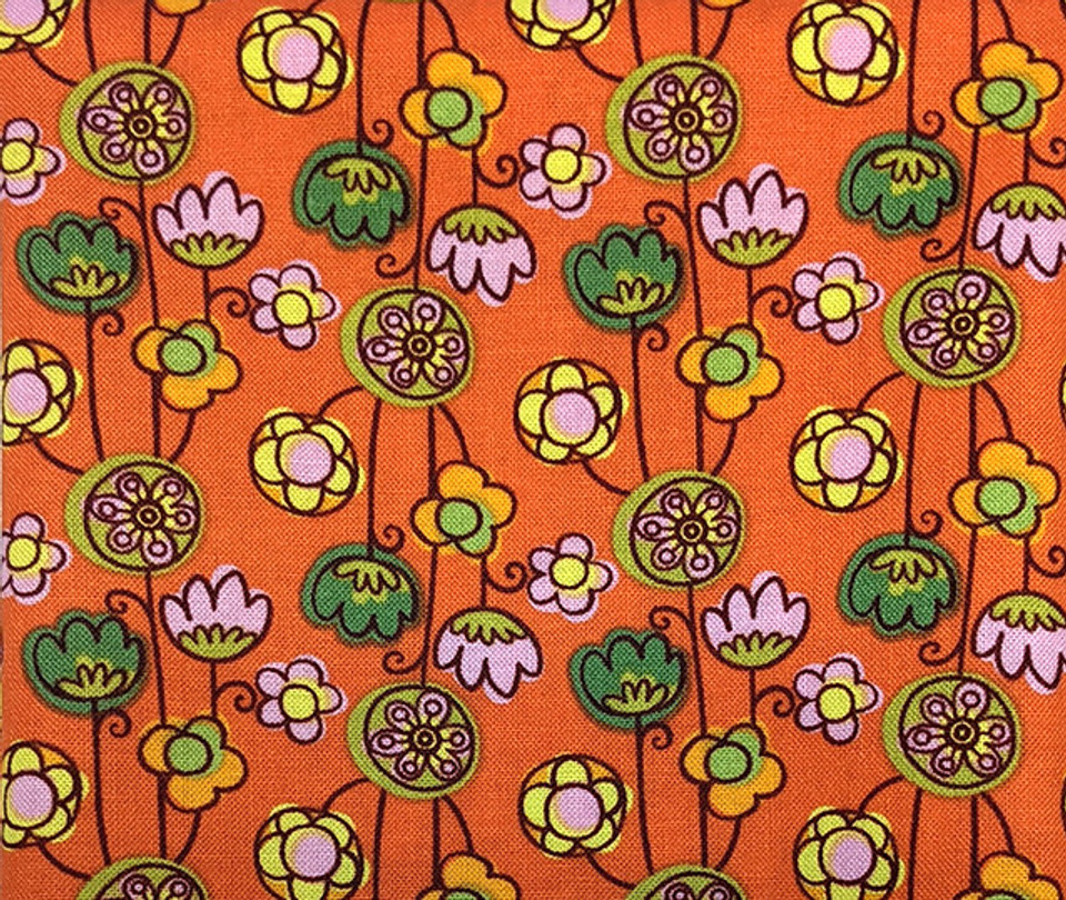 Merry Mushrooms Geometric Flowers on Tangerine
