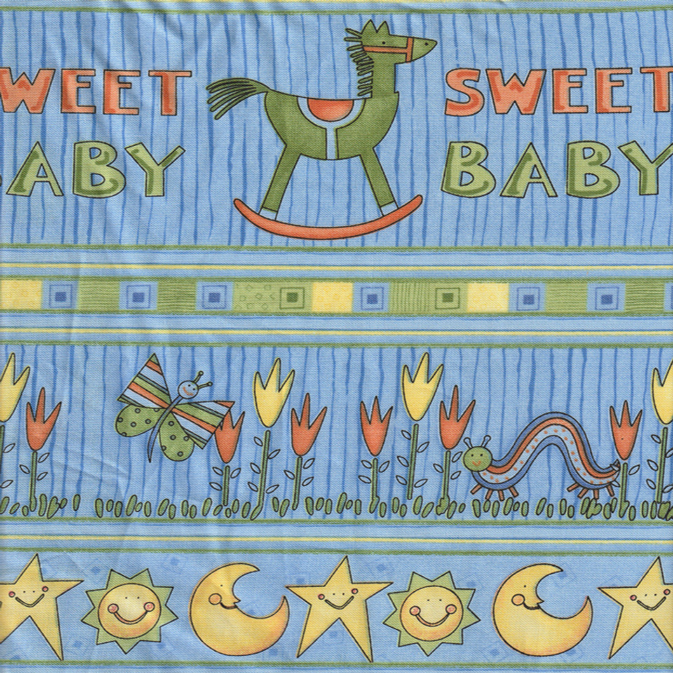 Cuddles Sweet Baby Border Stripe Denim Blue by South Sea Imports
