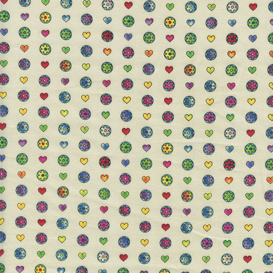 Hearts and Circle Flowers on Beige Hearts and Circle Flowers on Beige