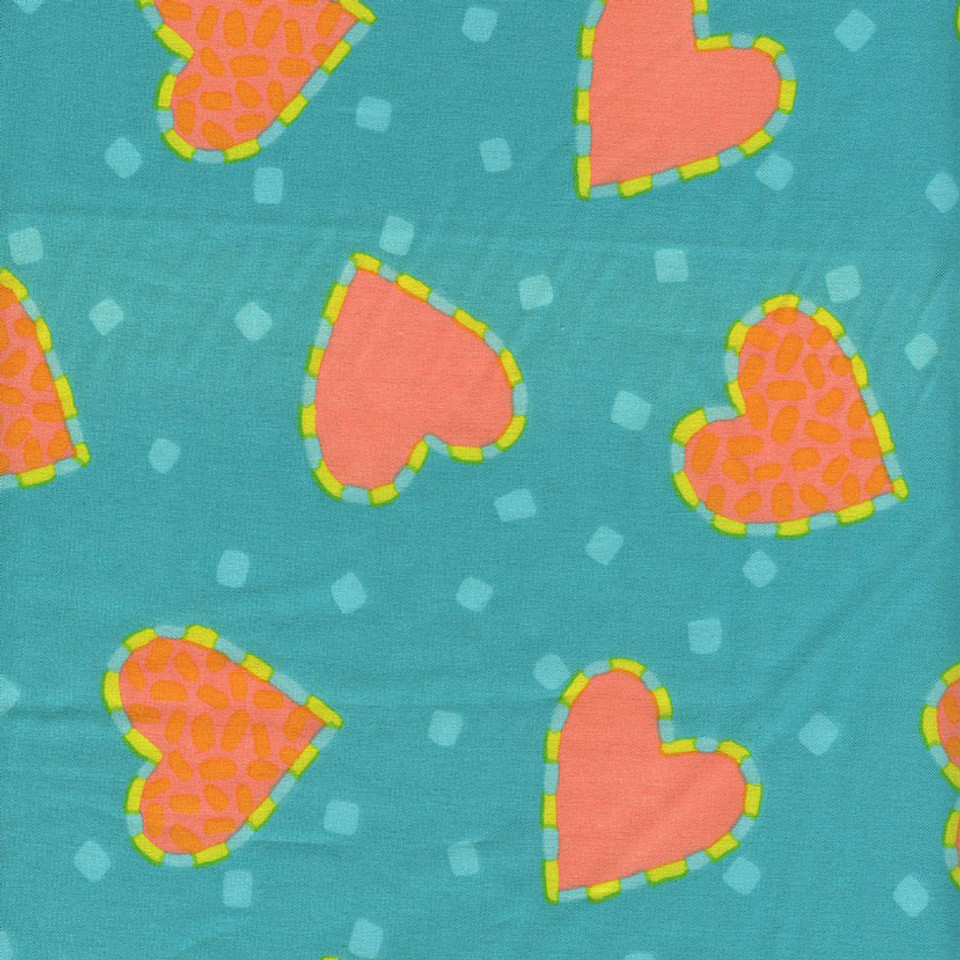 Heart Throb Orange Hearts on Turquoise