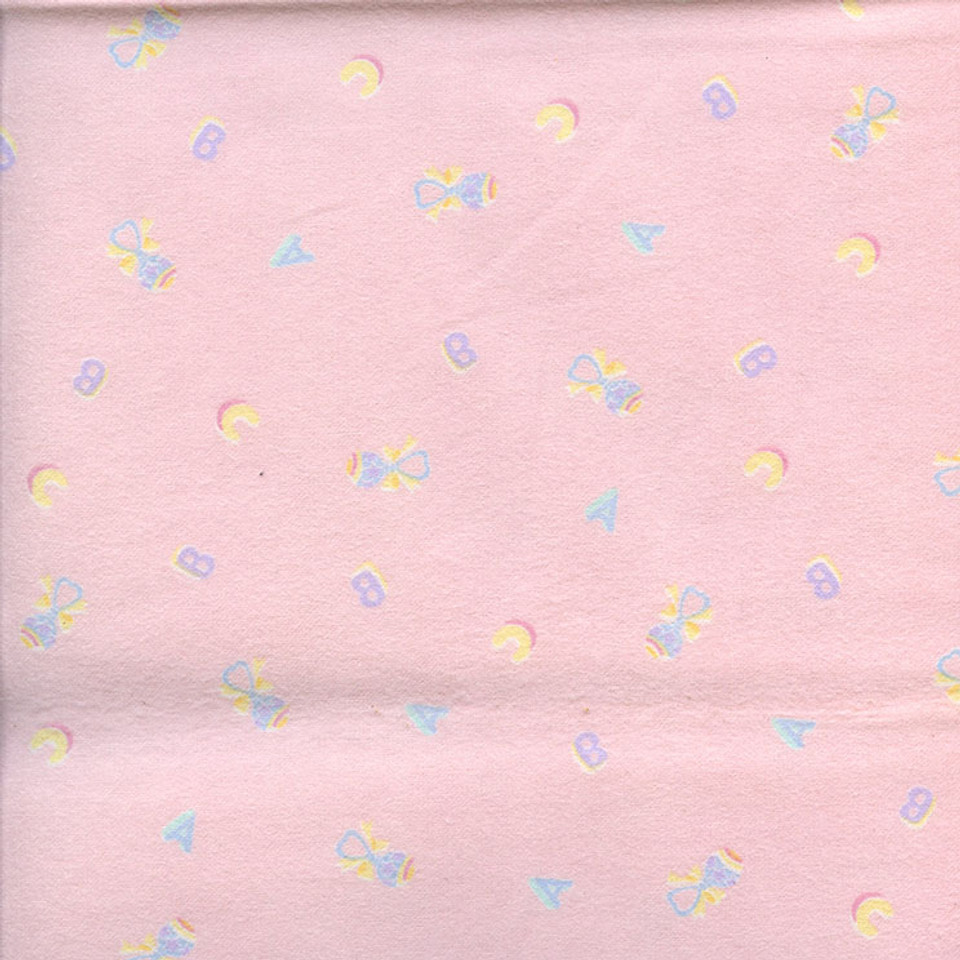 Baby Rattle and ABC's on Pink Flannelette