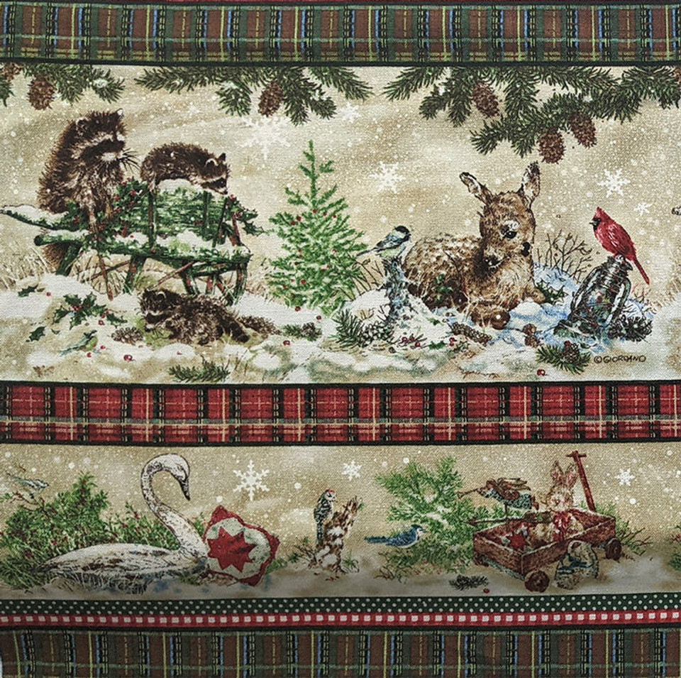 Winter Forest Friends Border Stripe