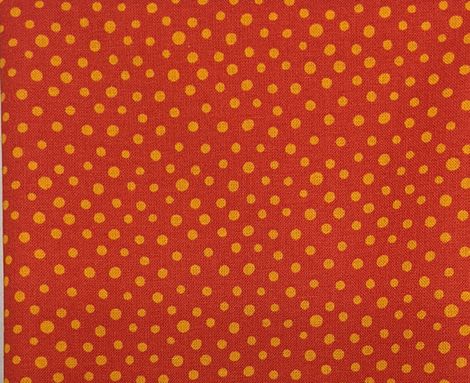 Merry Mushrooms Orange Polka Dots on Red by Windham Fabrics, SKU #29675-1 Merry Mushrooms Orange Polka Dots on Red by Windham Fabrics, SKU #29675-1