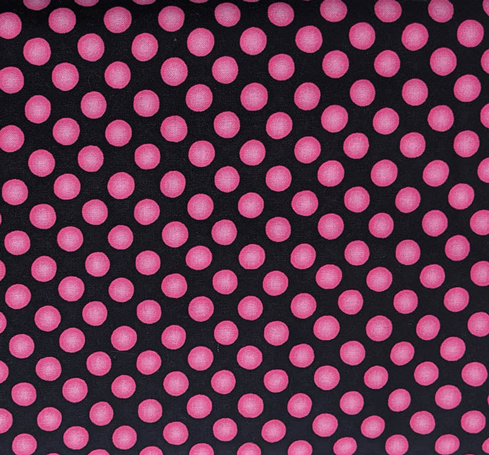 CRAYON BRIGHTS: Hot Pink Polka Dots on Black