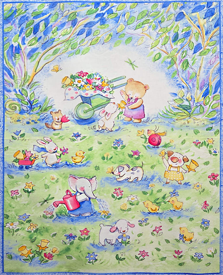 Animal Friends Secret Garden 24" panel by Timeless Treasures, SKU#C8676-B Animal Friends Secret Garden 24" panel by Timeless Treasures, SKU#C8676-B