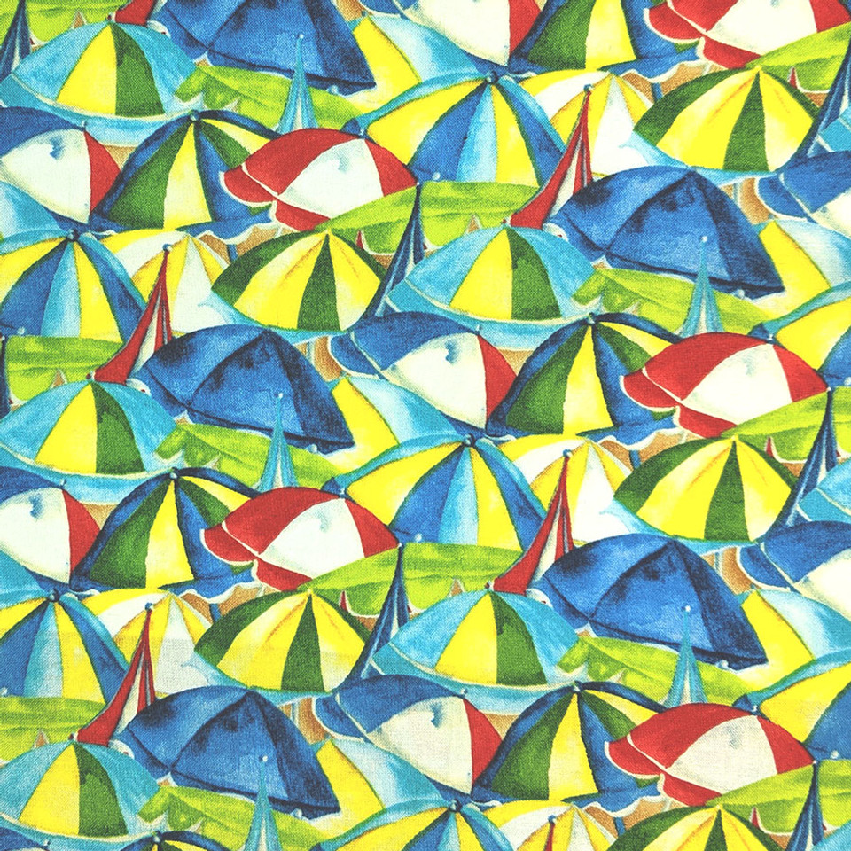 Seaside Village Umbrellas Packed on White Seaside Village Umbrellas Packed on White