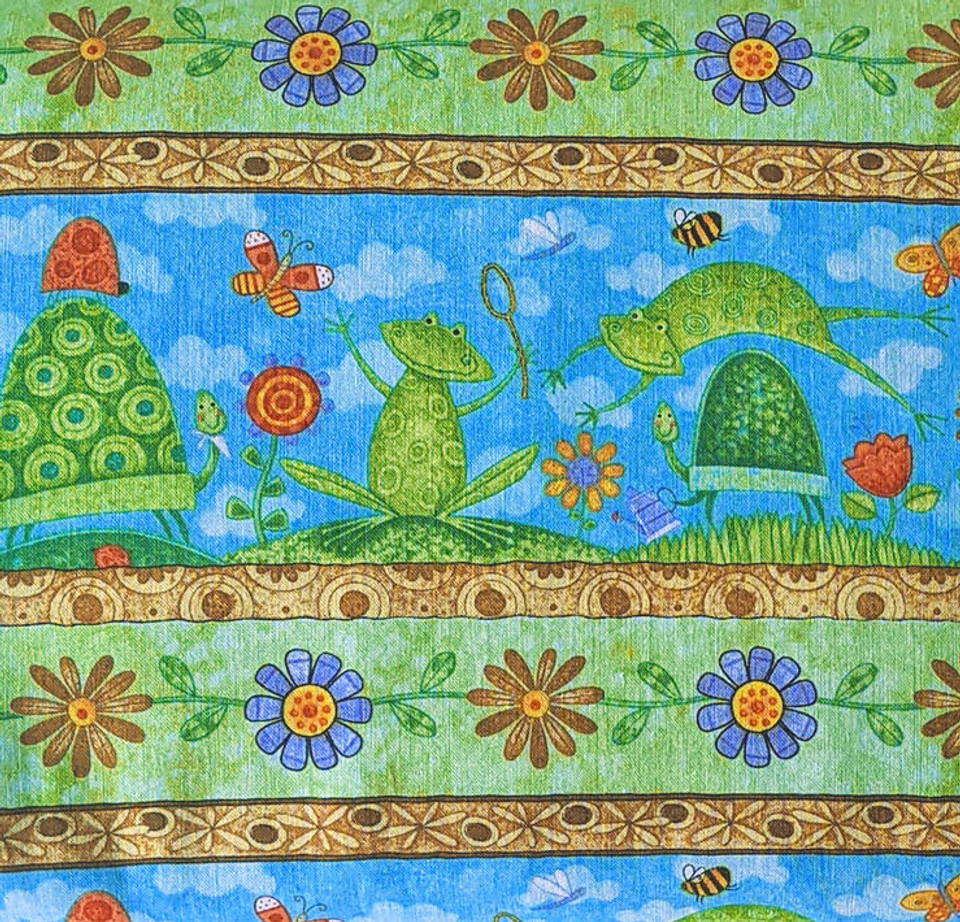 Hoppy Days Border Stripe Turq.