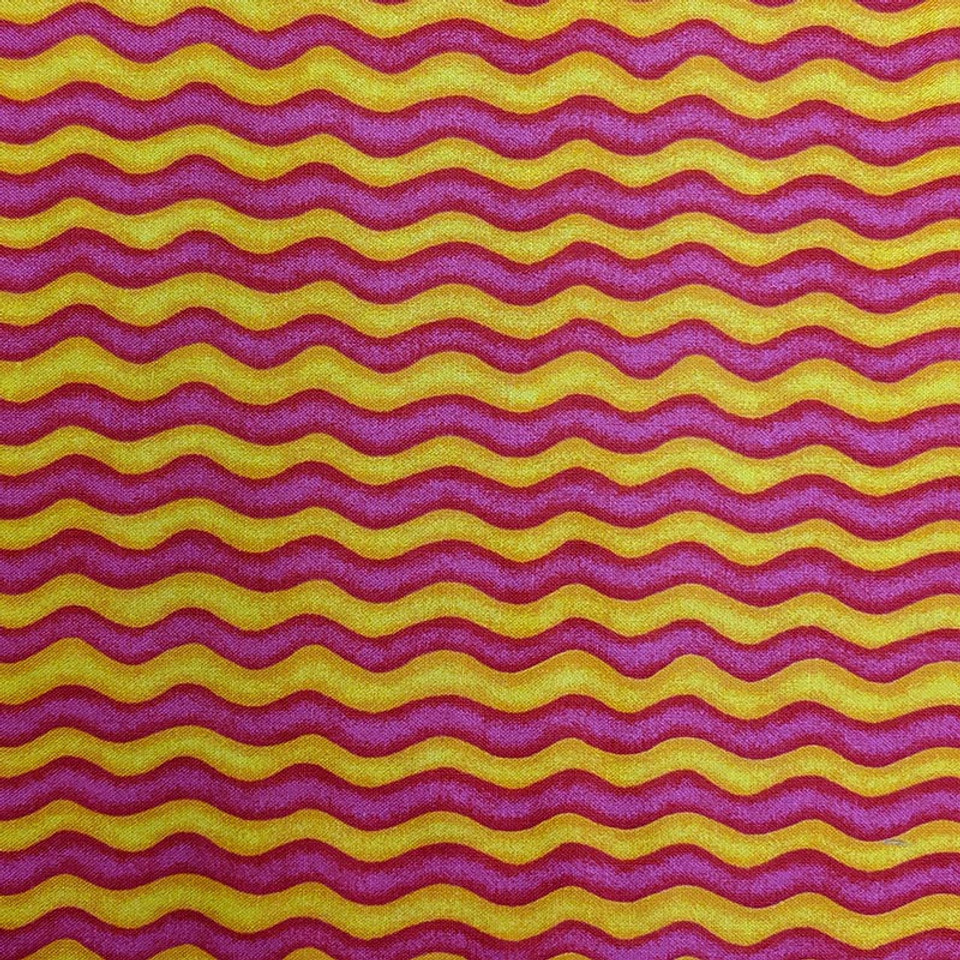 Bubbles & Waves Hot Pink/Orange Wavy Stripe