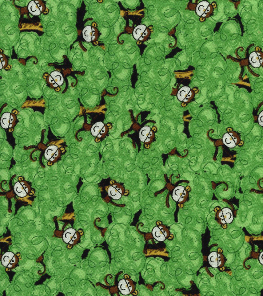 Zoo Fest Monkeying Around on Green Flannel by Blank Textiles Zoo Fest Monkeying Around on Green Flannel by Blank Textiles