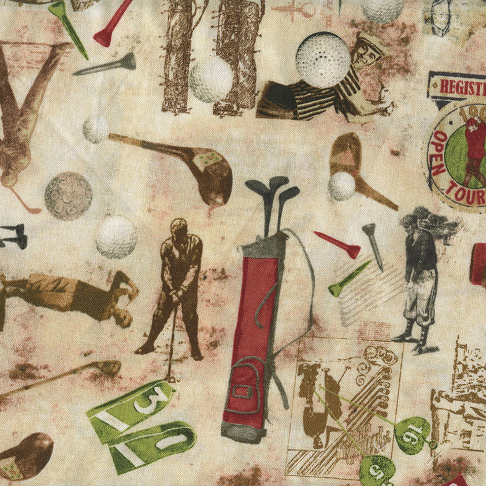 Vintage Golf Accessories by Timeless Treaures, SKU# C6004-C Vintage Golf Accessories by Timeless Treaures, SKU# C6004-C