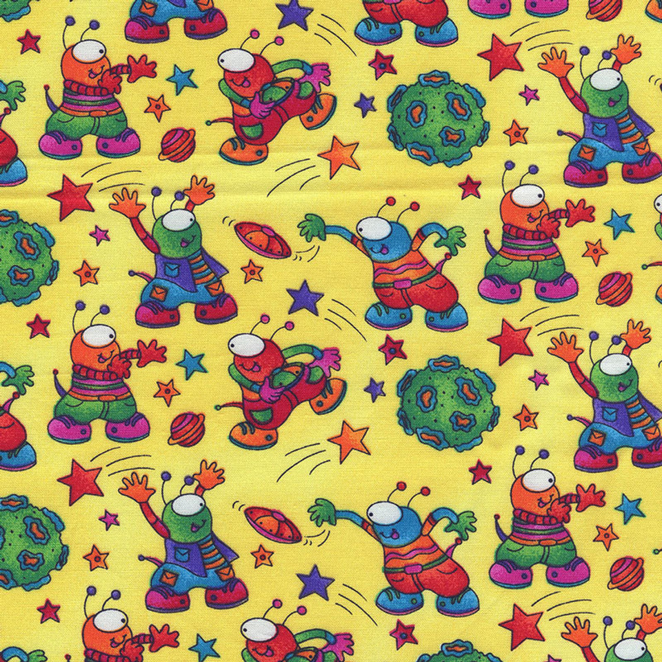 Wild Things Aliens Allover on Yellow Wild Things Aliens Allover on Yellow