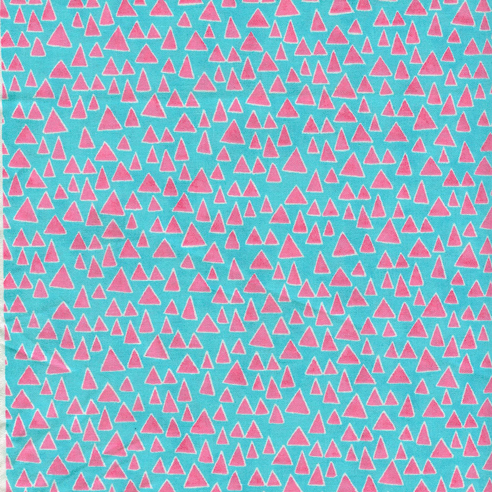Good Vibes Pink Triangles on Turquoise by 3 Wishes Fabric Good Vibes Pink Triangles on Turquoise by 3 Wishes Fabric