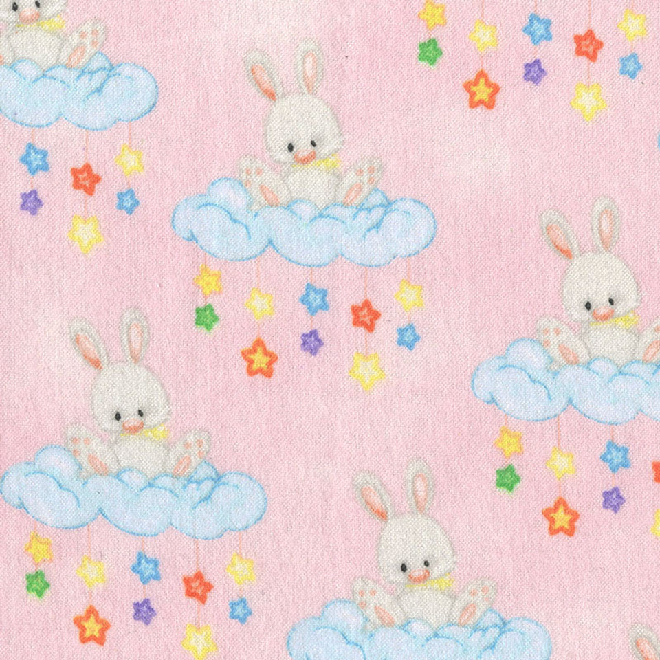 Cloud Bunny with Falling Stars on Pink Flannel Comfy Print by AE Nathan Cloud Bunny with Falling Stars on Pink Flannel Comfy Print by AE Nathan