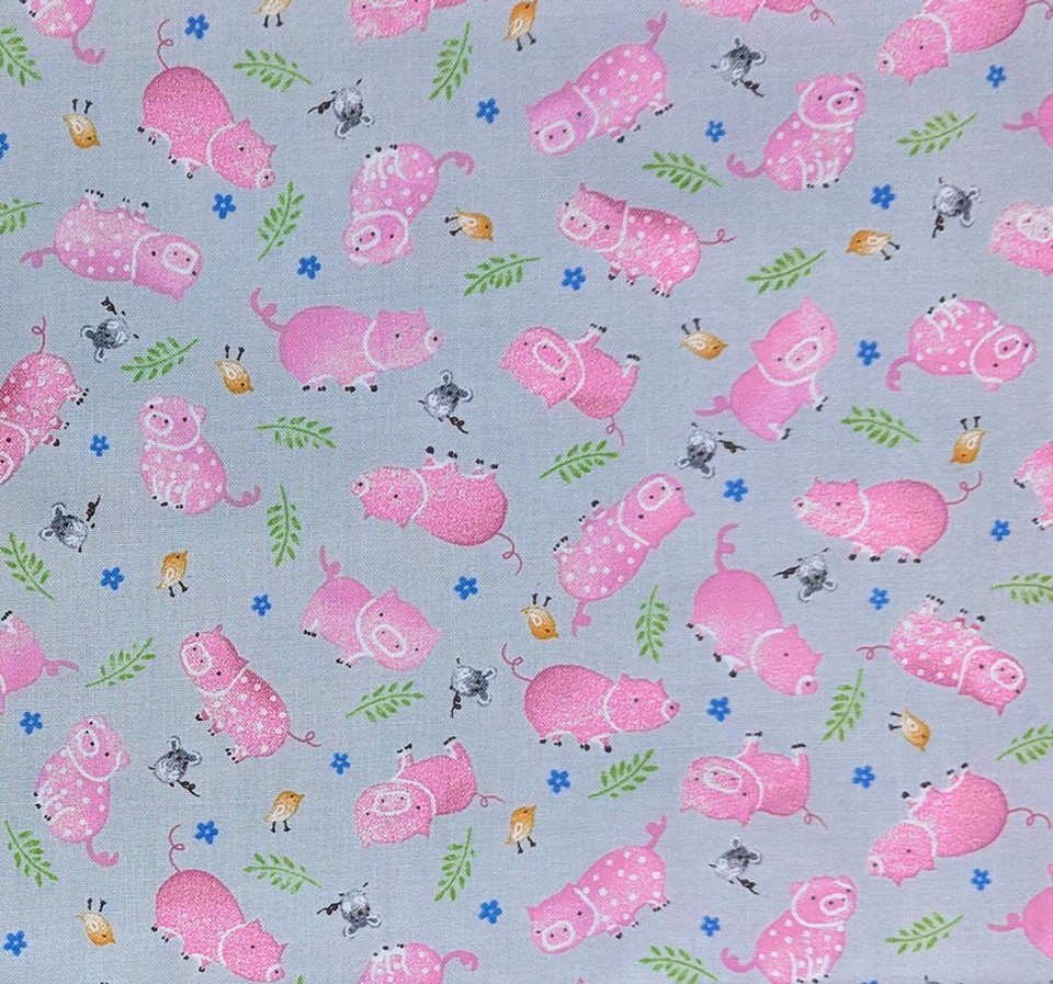 Julia: Little Piggies Allover on Grey