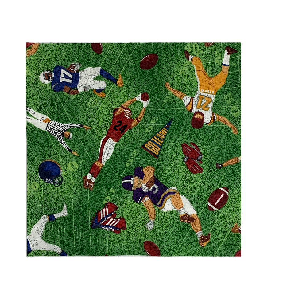 Football Players on Green 8 1/2" sq