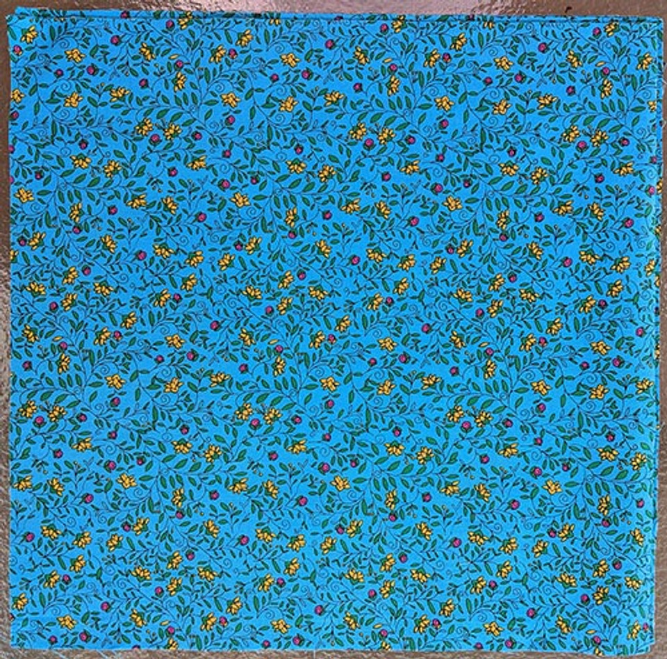 The Quilting Bug Calico Flowers on Blue - 12 1/2" Block