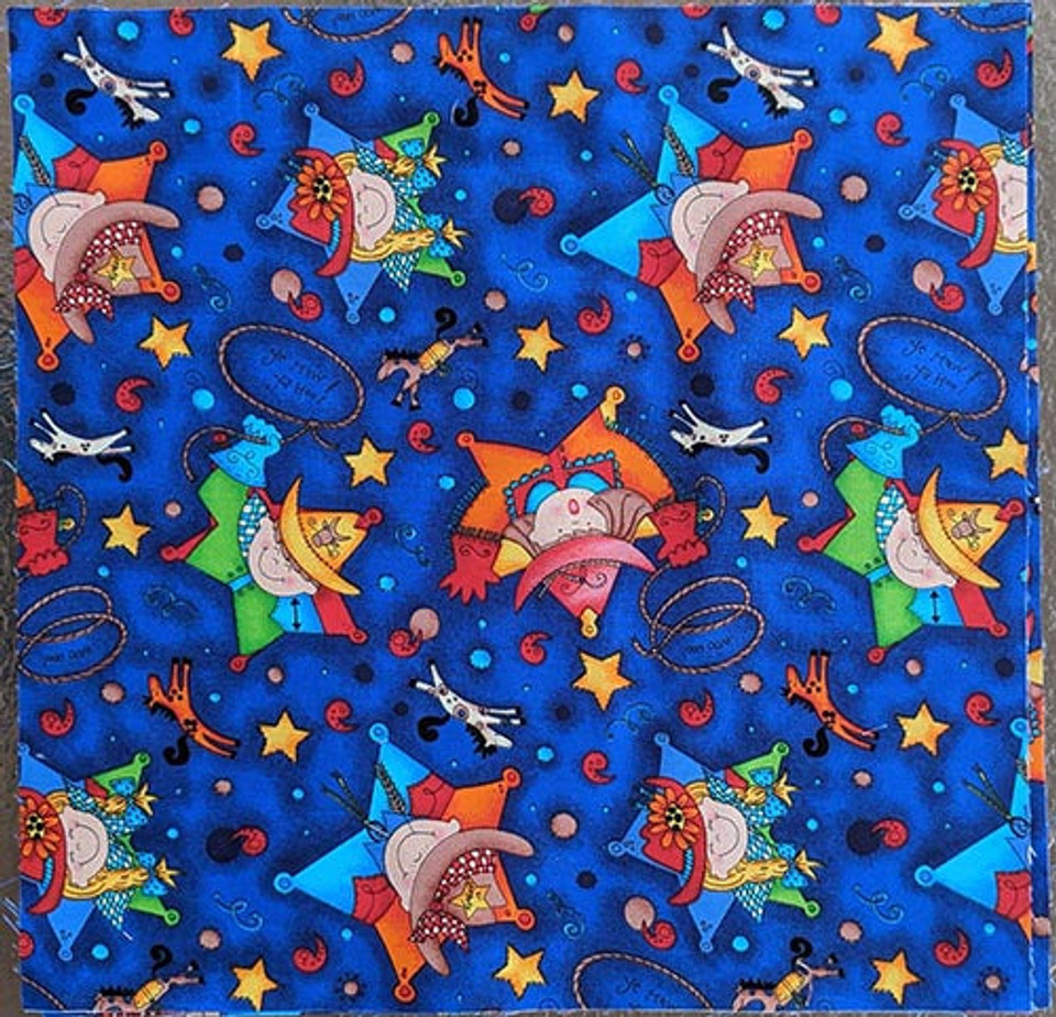 Giddy Up Kids Royal Blue - 12 1/2" Block