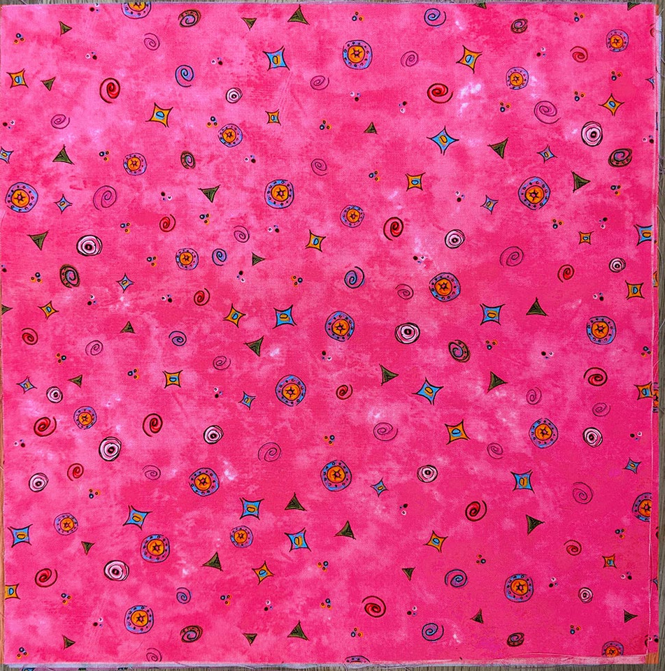 Garden Whimsy Geo Hot Pink - 12 1/2" Block