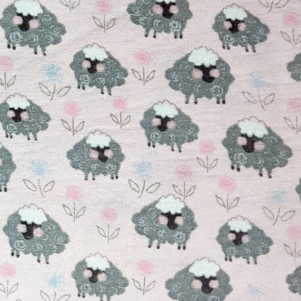 Baa Baa Black Sheep on Pink Flannelette