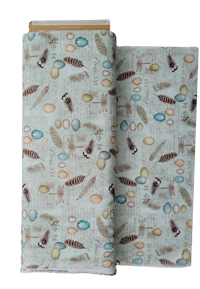 Keys to the Garden Script and Feathers Mint Blue Keys to the Garden Script and Feathers Mint Blue