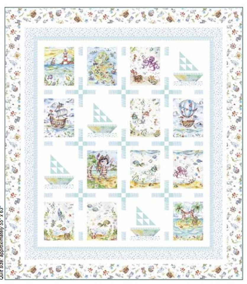 P&B Textiles Enchanted Seas Border Stripe