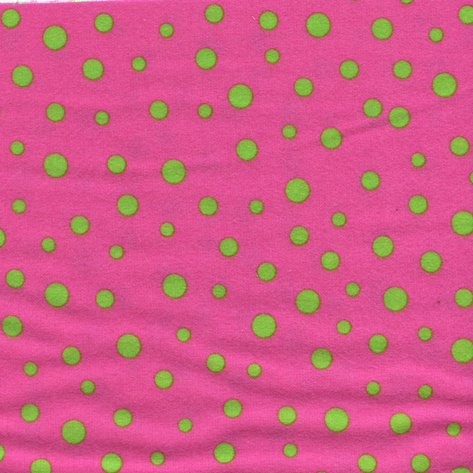 Hot Pink and Lime Polka Dots Flannel by Fabri-Quilt