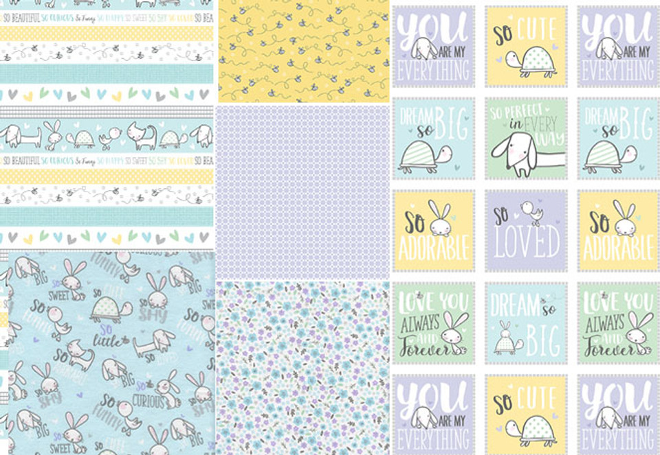 DOODLE BABY Baby Animals Dream Big Aqua Flannel by designer Jessica Flick