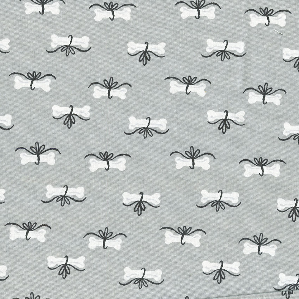 FURRY AND BRIGHT: Grey Dog Bone Presents by Andover Fabrics