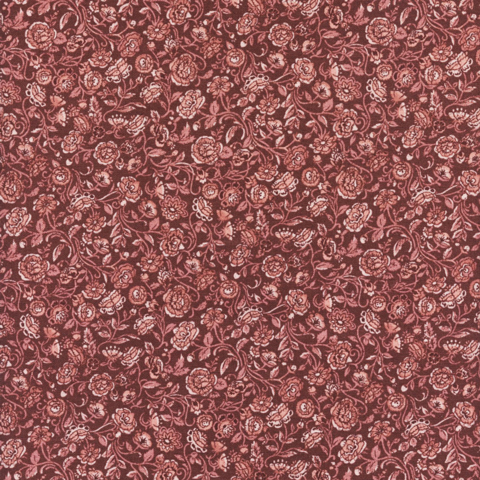 ROMANTIC GARDEN: Pink Floral on Maroon ROMANTIC GARDEN: Pink Floral on Maroon