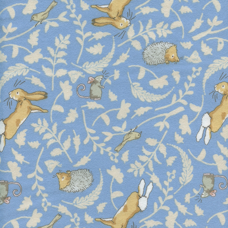 Guess How Much I Love You 2024: Forest Friends Character Toss Denim Blue Floral Flannel Guess How Much I Love You 2024: Forest Friends Character Toss Denim Blue Floral Flannel