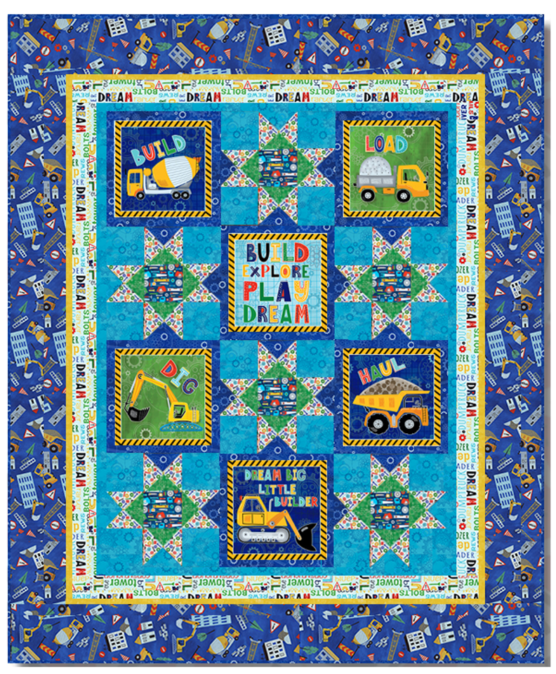Little Builder Construction Blocks Quilt Kit