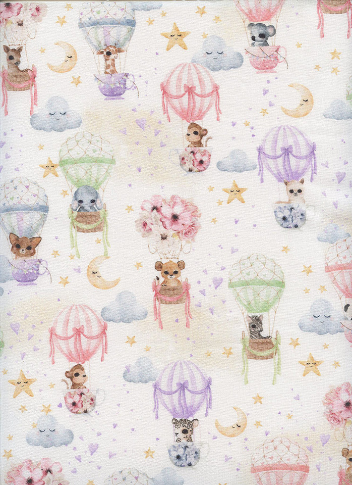 ANIMAL BABIES: Hot Air Balloons on White by Micheal Miller