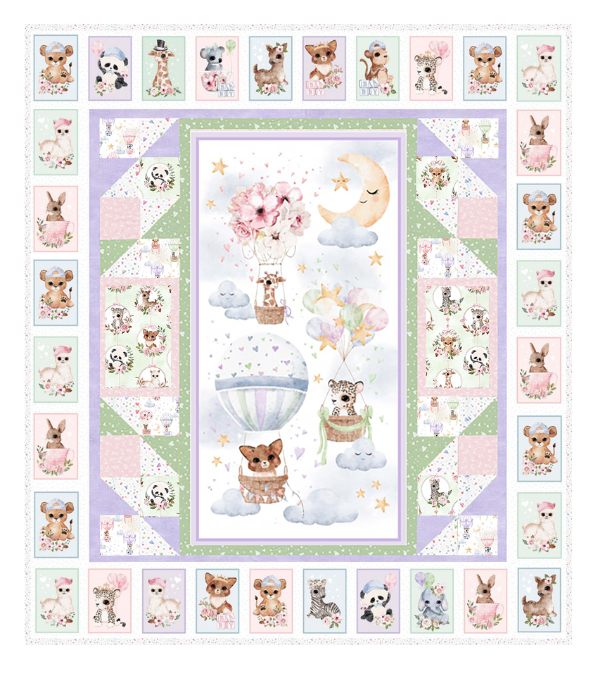 Animal Babies Blocks Baby Quilt Kit
