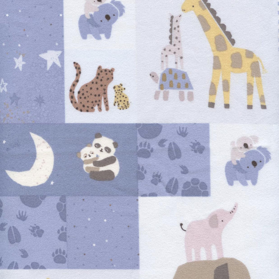 F15312-Blu: Flannel Safari Stargazing Patchwork Cheater Panel by Riley Blake