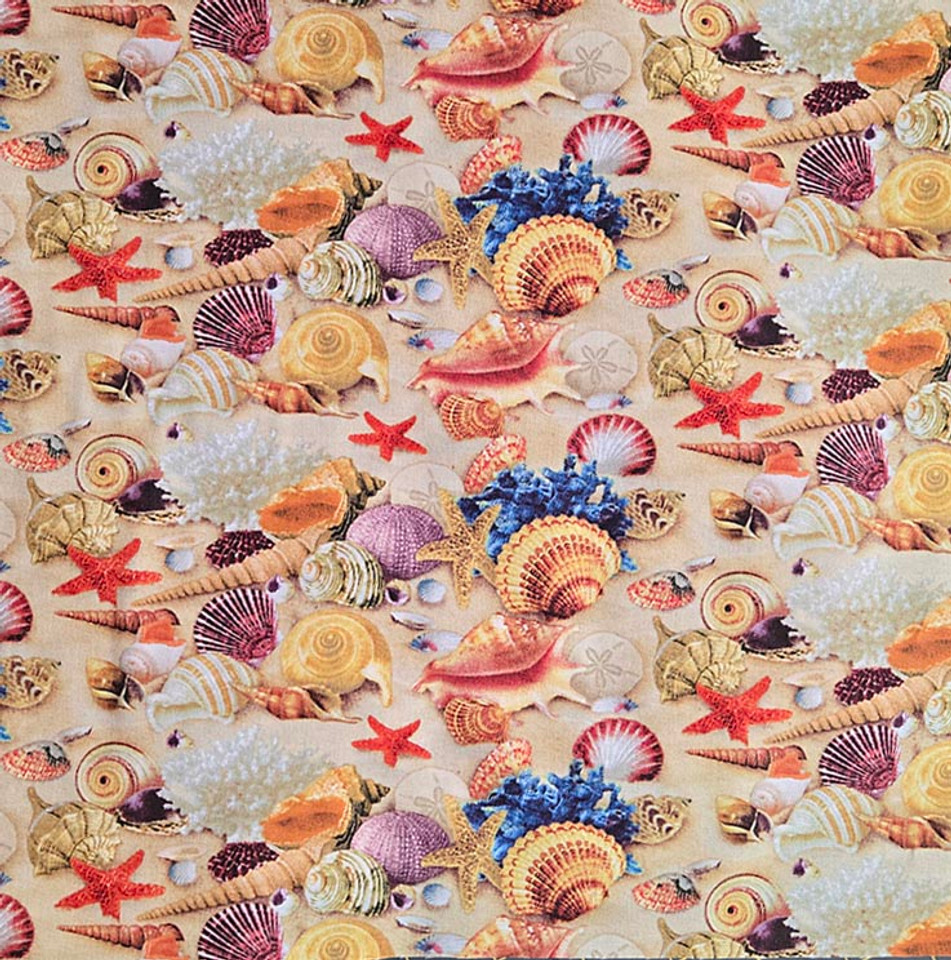 Ocean World Seashells Packed Allover, SKU # 16021 by Elizabeth's Studio