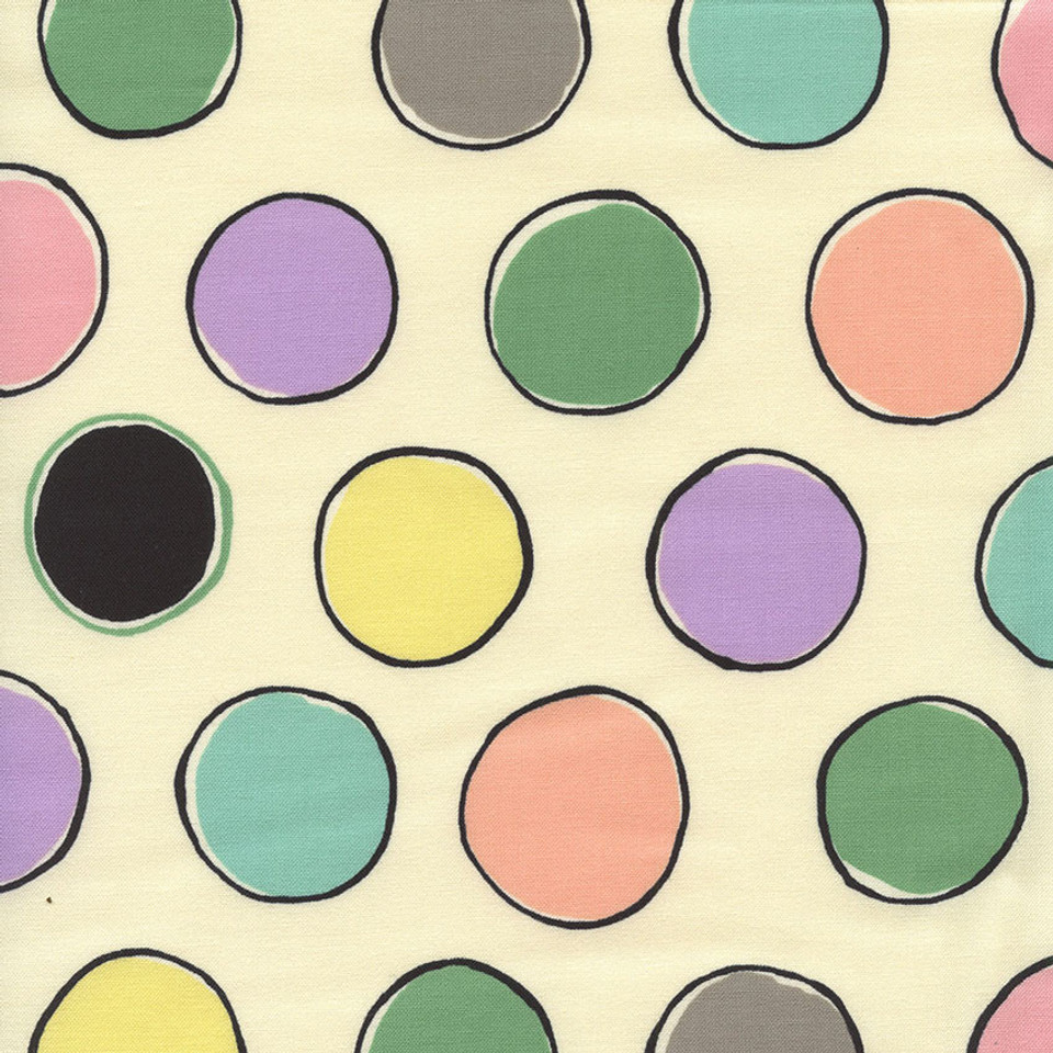 Luli Multi-colored Small Circles on Cream Cotton Fabric by Timeless Treasures