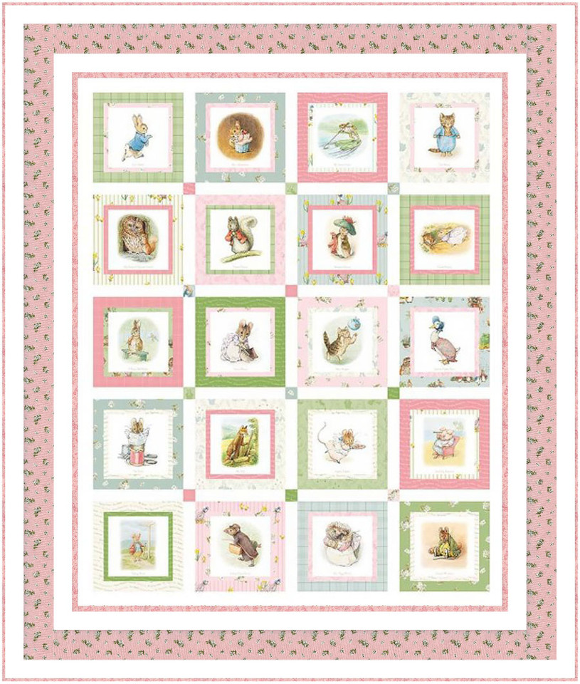 Peter Rabbit and Friends "Quilt Sew Easy" Kit - Pink Option, SKU# Kit-35393-Pink