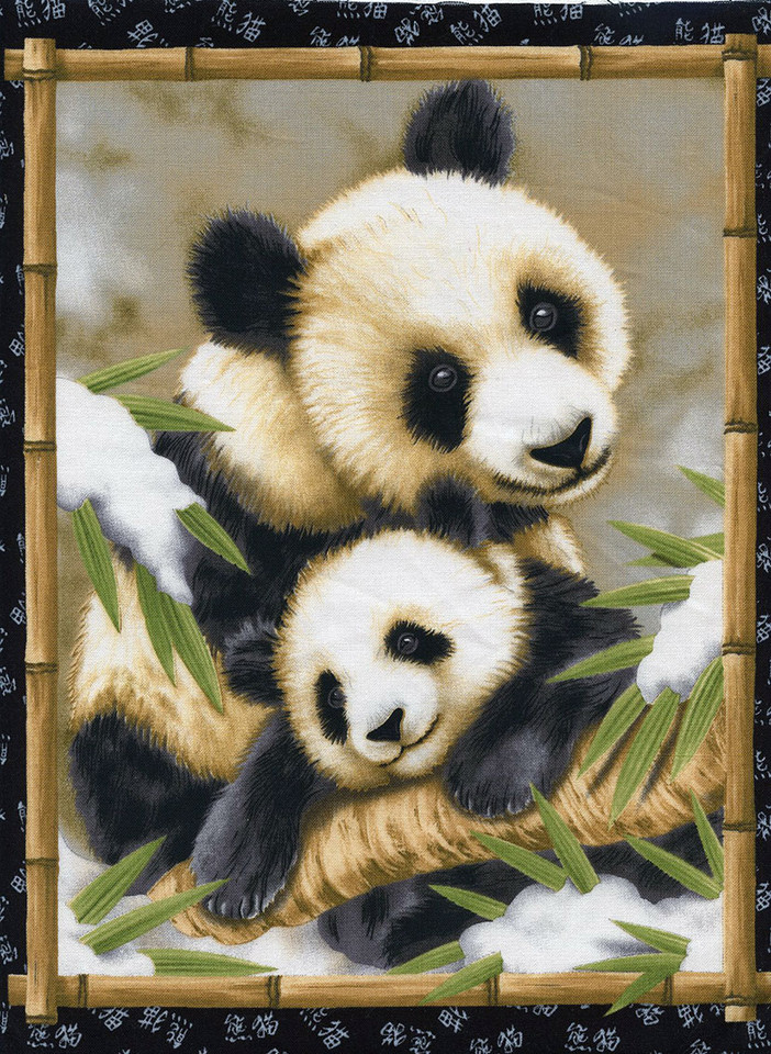 Pandanamania Panel Block Panel by Howard Robinson for Elizabeth Studios, SKU# 1261-B