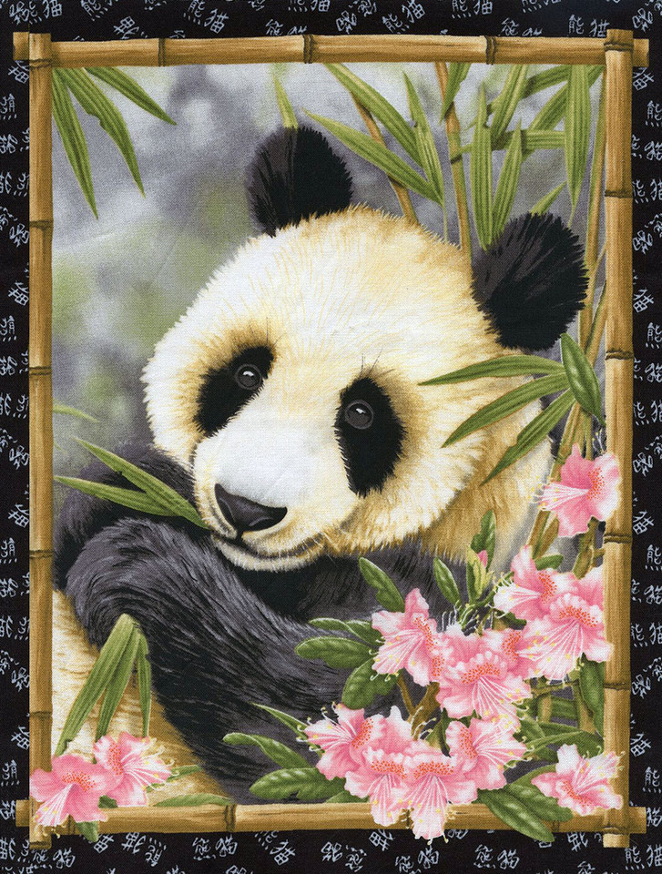 Pandanamania Panel Block Panel by Howard Robinson for Elizabeth Studios, SKU# 1261-B