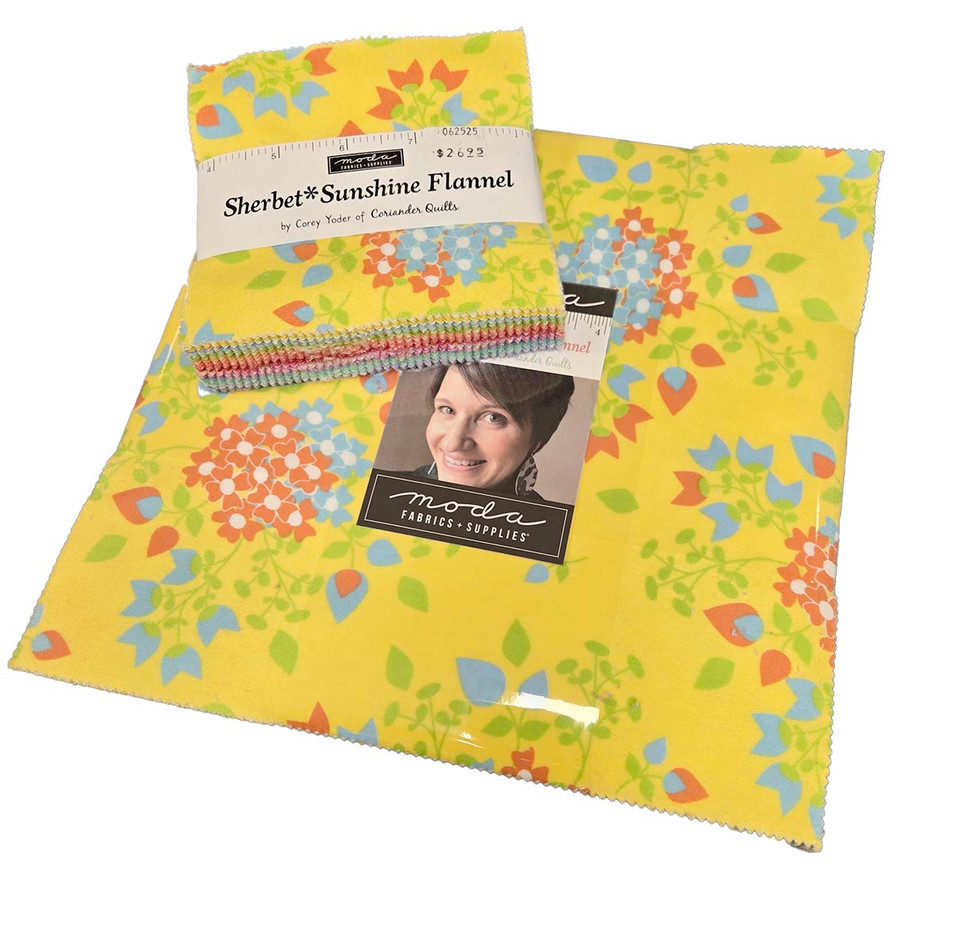 Sherbet Sunshine Flannel - Layer Cake pre-cut 10" squares pack of 42 by Moda Fabrics, SKU# LC29220LCF Sherbet Sunshine Flannel - Layer Cake pre-cut 10" squares pack of 42 by Moda Fabrics, SKU# LC29220LCF