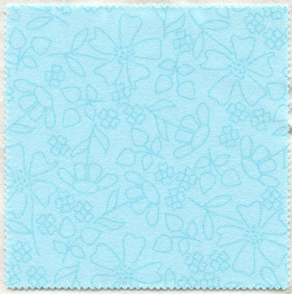 Sherbet Sunshine Flannel: Sunshine Sketch Florals Sky Blue 10" pre-cut Square, SKU# 29223-21F