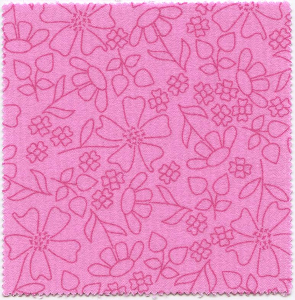Sherbet Sunshine Flannel: Sunshine Sketch Florals Petunia Pink 10" pre-cut Square, SKU# 29223-26F