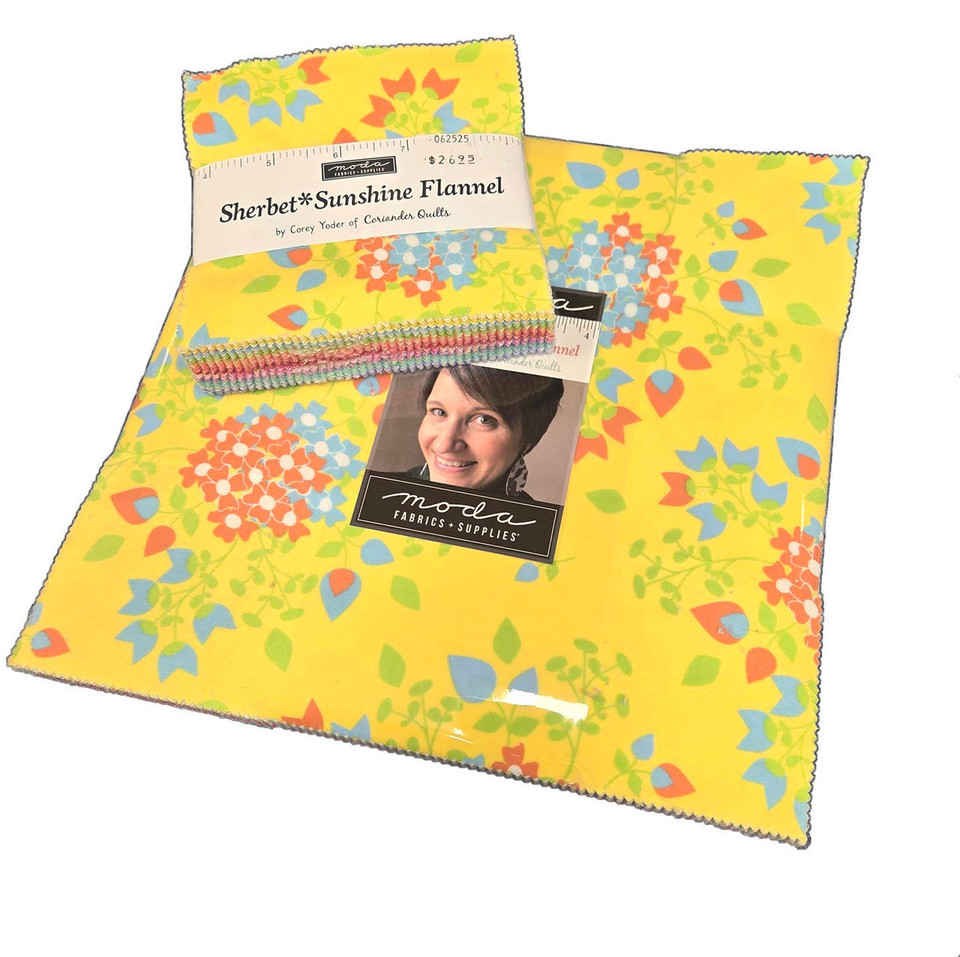 Sherbet Sunshine Flannel - Layer Cake pre-cut 10" squares pack of 42 by Moda Fabrics, SKU# LC29220LCF