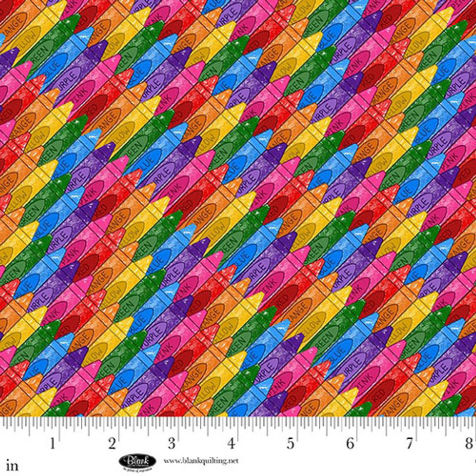 Color My World Stacked Crayons Multi by Hannah of Pencil and Ink Studios for Blank Textiles, SKU# 4081-44