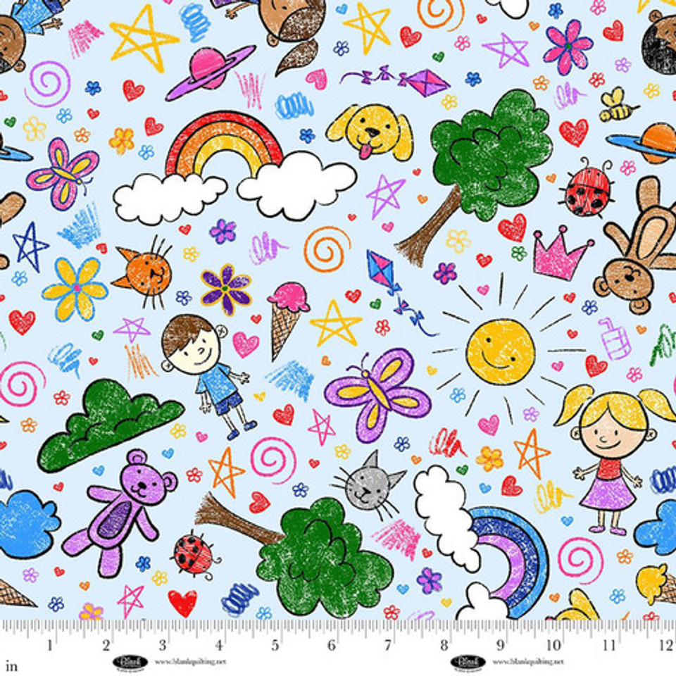 Color My World Doodles by Hannah of Pencil and Ink Studios for Blank Textiles, SKU# 4089-11
