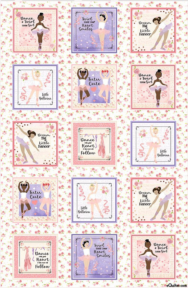 Tutu Cute 24" Blocks Panel by Nicole DeCamp for Benartex Fabrics, SKU # 14136-99