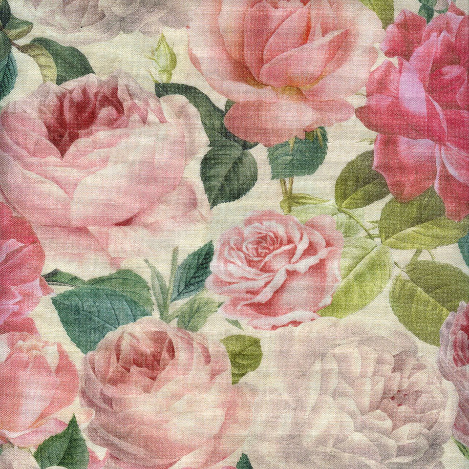 PACKED JARDIN ROSES 100% digital cotton print by Timeless Treasure, SKU# ROSE-CD2561-Cream
