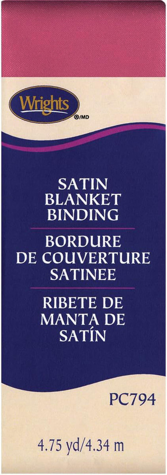 Wrights Satin Blanket Binding, 100% polyester, Rose, SKU# 794-167
